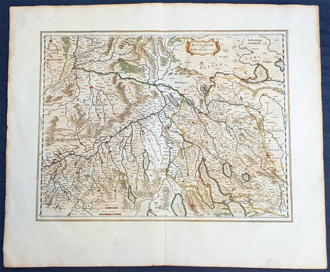 1659 Joan Blaeu Large Antique Map of The Swiss Cantons of Zurich, Aargau & Basel