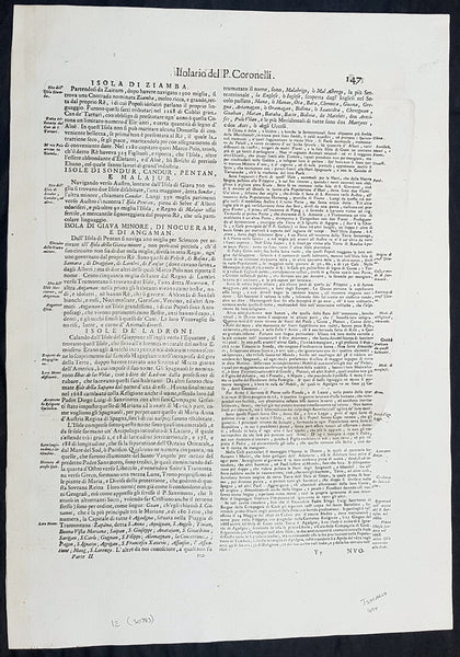 1692 Vincenzo Coronelli Antique Globe Gore Rare Map of Australia, Indonesia