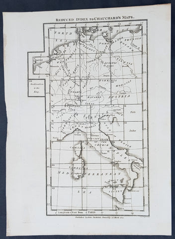 1800 Stockdale Original Antique Index Map of Capt Chauchards Maps Italy, Germany