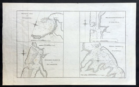 1773 Cook Antique Maps Tahiti, Raiatea & Huaheine Isles French Polynesia in 1769