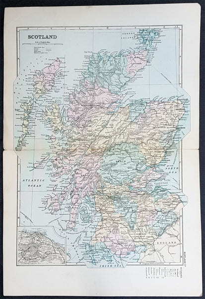 1895 Edward Stanford Very Large 4 Sheet Map of Scotland - w/ Reference Map