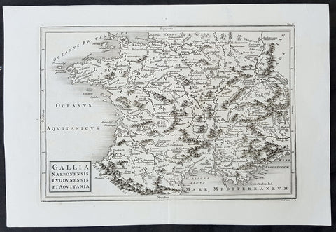 1750 Christop. Cellarius Original Antique Map of France - Gallia