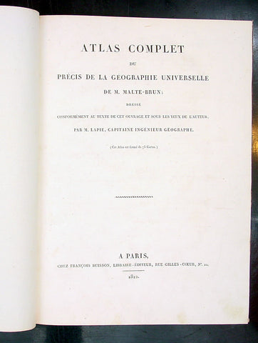 1812 Conrad Malte Brun Large Quatro Antique World Atlas with 75 Maps