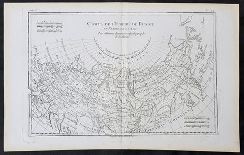 1780 Rigobert Bonne Original Antique Map of The Russian Empire