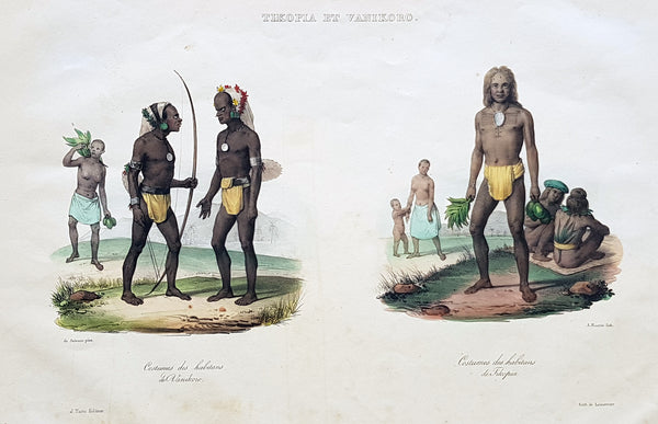 1836 D Urville & Sainson Antique Print of Vanikoro & Tikopia Islands, Solomon Isands