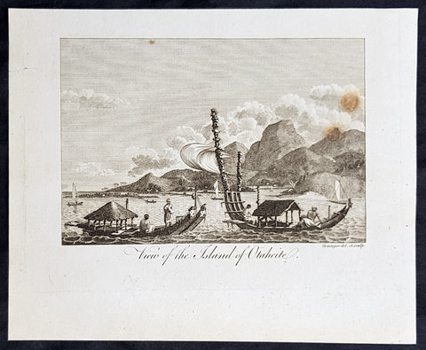 1787 Bankes Antique Print View of the Islands of Tahiti - Cooks 3rd Voyage, 1777