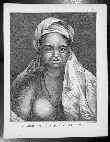 1778 Capt Cook Antique Print Portrait Princess of Tahuata, Marquesas Isles, 1774