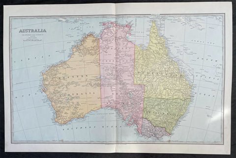 1888 Pic Atlas Scally Large Antique Map of Australia
