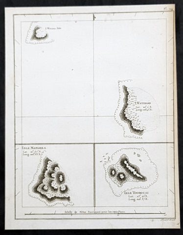 1785 Capt. Cook Antique Map 3 x Cook Islands & 1 x Society Island - Cook in 1777