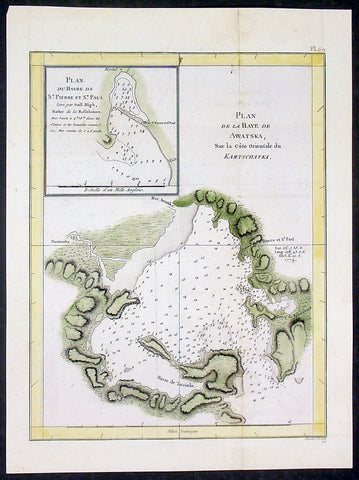 1785 Capt. Cook Antique Map Avacha Bay, Petropavlovsk, Kamchatka, Russia in 1779