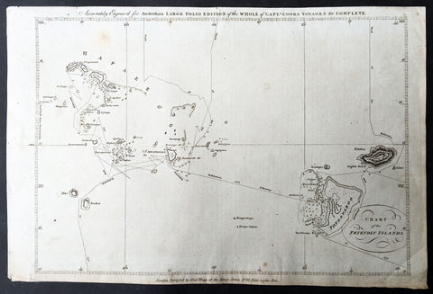 1784 Anderson Antique Map of the Tonga Islands - Capt. Cooks Voyages in 1773 & 1777