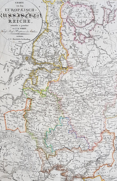 1829 Friedrich Wilhelm Streit Large Antique Map of European Russia