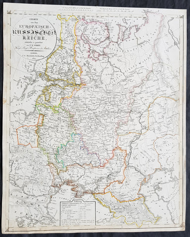 1829 Friedrich Wilhelm Streit Large Antique Map of European Russia