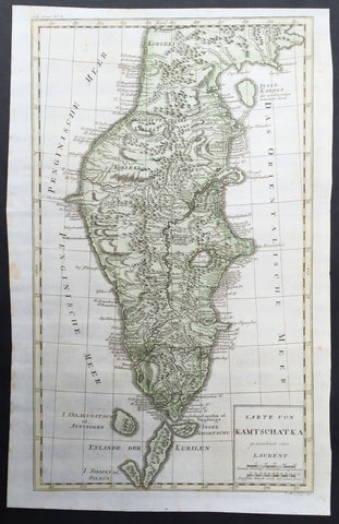 1771 Bellin Large Original Antique Map of The Kamchatka Peninsula Eastern Russia