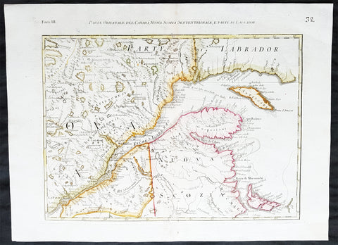 1778 Zatta Original Antique Map Nova Scotia, St Lawrence River, Ontario, Canada