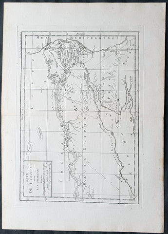1769 J B D Anville Original Antique Map of Egypt & The Nile in Time of Pharaohs