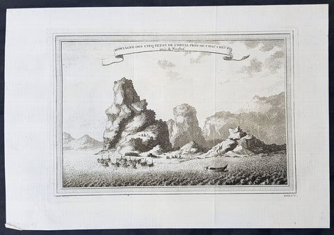 1750 Prevost & Nieuhoff Antique Print View of the Zoushan Archip. Zhejiang China