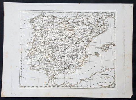 1804 Jean N Buache Original Antique Map of Spain, Portugal & Balearic Islands