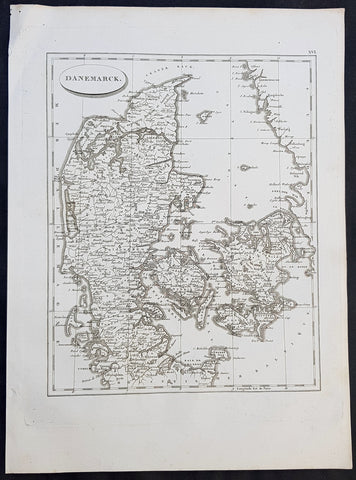 1804 Jean N Buache Original Antique Map of Denmark