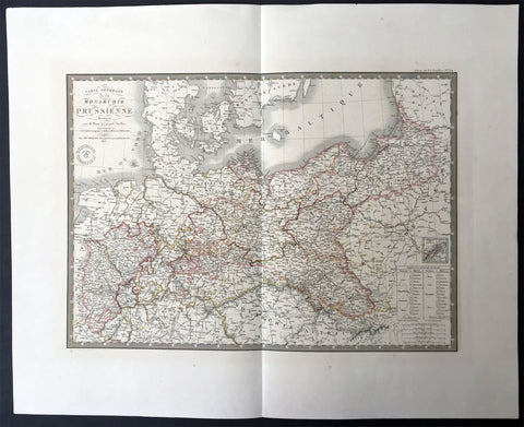 1836 Brue Very Large Antique Map of Prussia - Poland To Germany