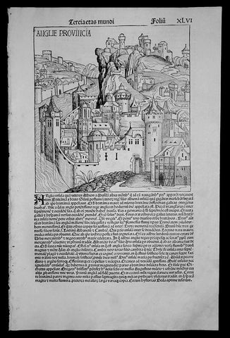 1493 Schedel Antique Pictorial View of England - London - Anglie Provincia