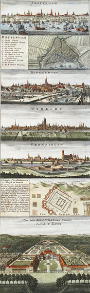 1720 Herman Moll Large Antique Map of The Netherlands - Holland, VII Provinces