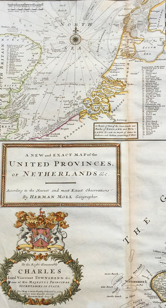 1720 Herman Moll Large Antique Map of The Netherlands - Holland, VII Provinces