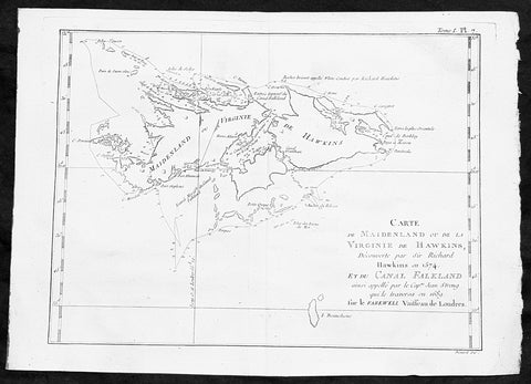 1747 Bellin Antique Map of the Falkland or Maldives Islands Argentina South America