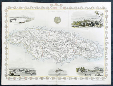 1851 John Tallis Antique map of the Island of Jamaica