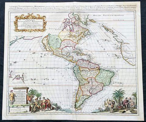 1695 Gerard Valk Antique Map of North & South America, California as an Island