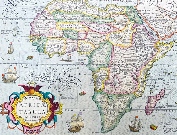 1628 Jodocus Hondius & Gerard Mercator Antique Map of Africa - Beautiful