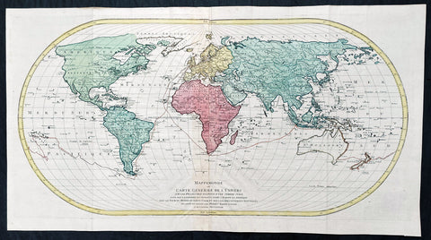 1778 Matthaus Lotter Large Oval World Map showing Capt Cooks 1st Voyage - Rare 1st edition