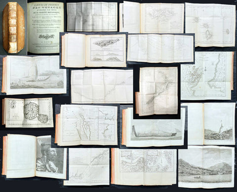 1774 Cook & Hawkesworth Antique Atlas of Australia, New Zealand 52 Maps & Prints