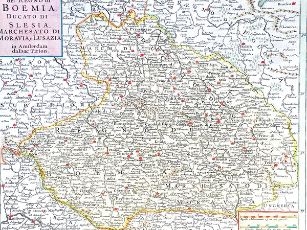 1740 Isaac Tirion Antique Map of Bohemia, Silesia, Moravia - Germany, Poland