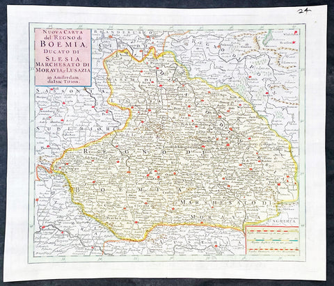 1740 Isaac Tirion Antique Map of Bohemia, Silesia, Moravia - Germany, Poland