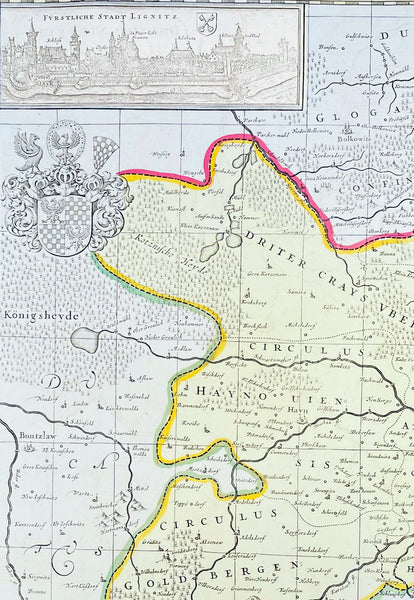 1700 Jan Jansson & Schenk Antique Map of Duchy of Legnica, Silesia South Poland