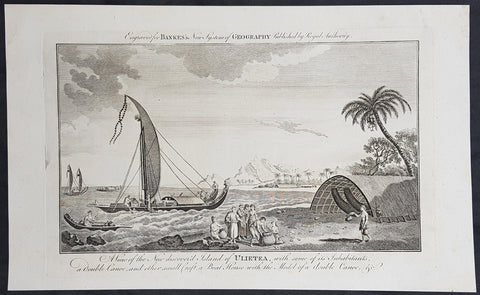 1787 Bankes Antique Print Island of Raiatea, French Polynesia Cooks Voyages 1769