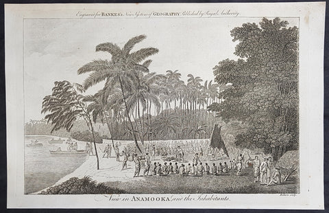 1787 Bankes Antique Print View of Nomuka Island, Tonga - Cooks Voyages in 1777