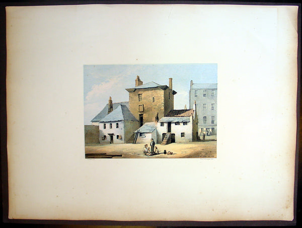 1849 Fairnbiarn Large Antique Print The Old Baronial Hall in the Gorbals Glasgow