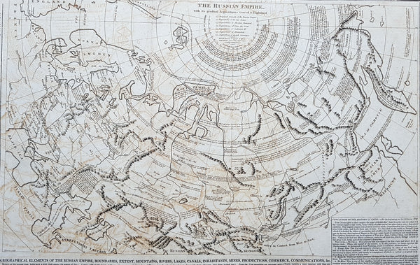 1812 Las Cases Large Original Antique Map of The Russian Empire, English Text