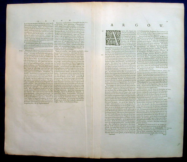 1650 Joan Blaeu Antique Map of The Cantons of Aargau & Zurich, Switzerland