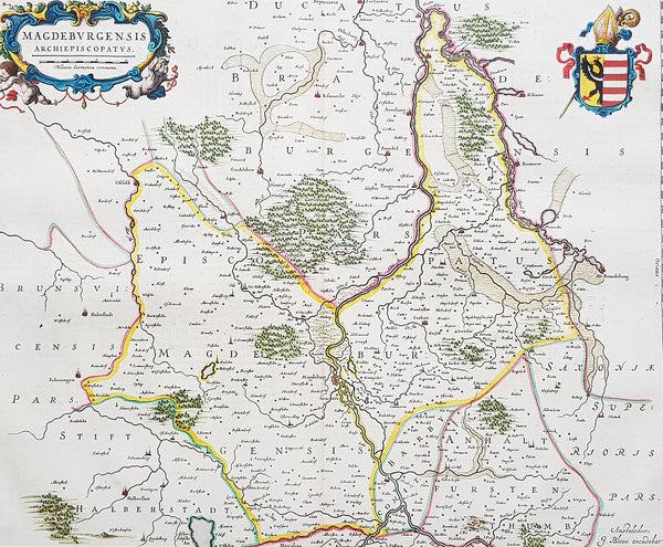1650 Joan Blaeu Antique Map of Archbishopric of Madenburg Saxony-Anhalt, Germany