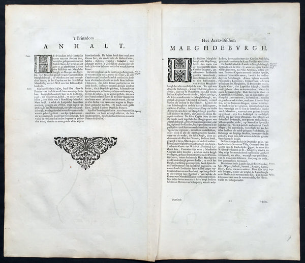 1650 Joan Blaeu Antique Map of Archbishopric of Madenburg Saxony-Anhalt, Germany