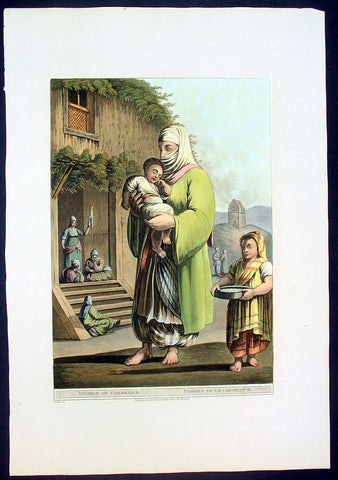 1803 Mayer Large Antique Print of a Woman & Child of Karaman, Turkey