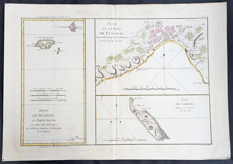 1780 Rigobert Bonne Antique Map Madeira, Porto Santo - Slave Is. Goree Senegal