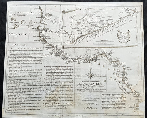 1755 Seale & Postlethweyt Large Antique Map Trade Routes & Forts of West Africa