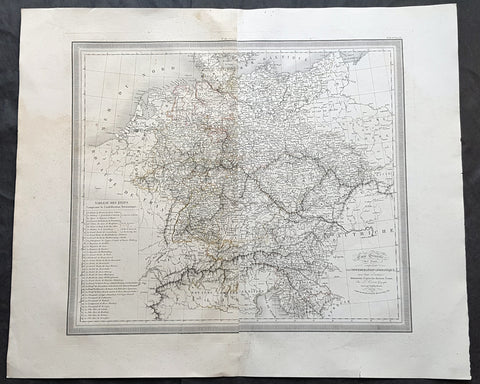 1824 Louis Vivien Large Antique Map of the Confederation of German States