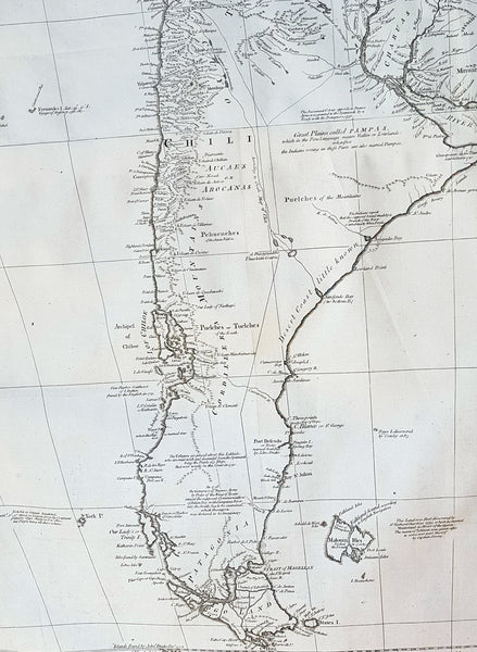 1755 Kitchin & Boulton Large Original Antique Map of South America
