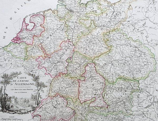 1757 Robert De Vaugondy Large Antique Map of the German States, Bohemia, Austria