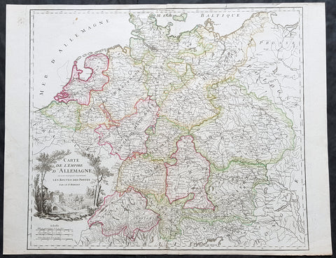 1757 Robert De Vaugondy Large Antique Map of the German States, Bohemia, Austria